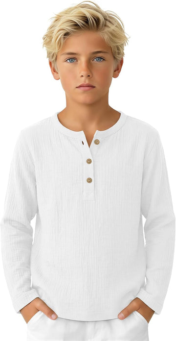 Boy's Long Sleeve Cotton Gauze Shirts