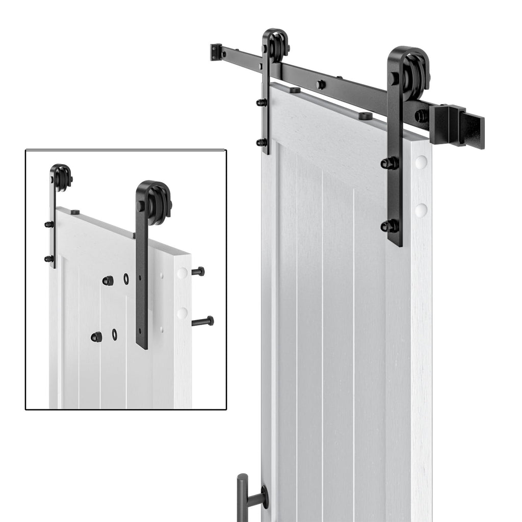 30in x 96in White MDF Sliding Barn Door, Pre-Drilled Holes Easy Assembly