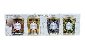 S, 4 Soy Blend Candles 12 oz Each, Removable Labels, Lead-Free Wicks, Fragrances with Essential Oils