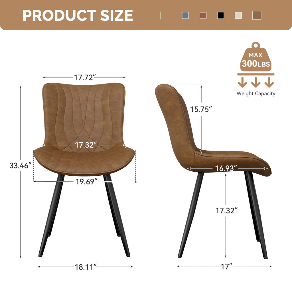 Modern Dining Chair, PU Leather Dining Room Chairs Set of 2