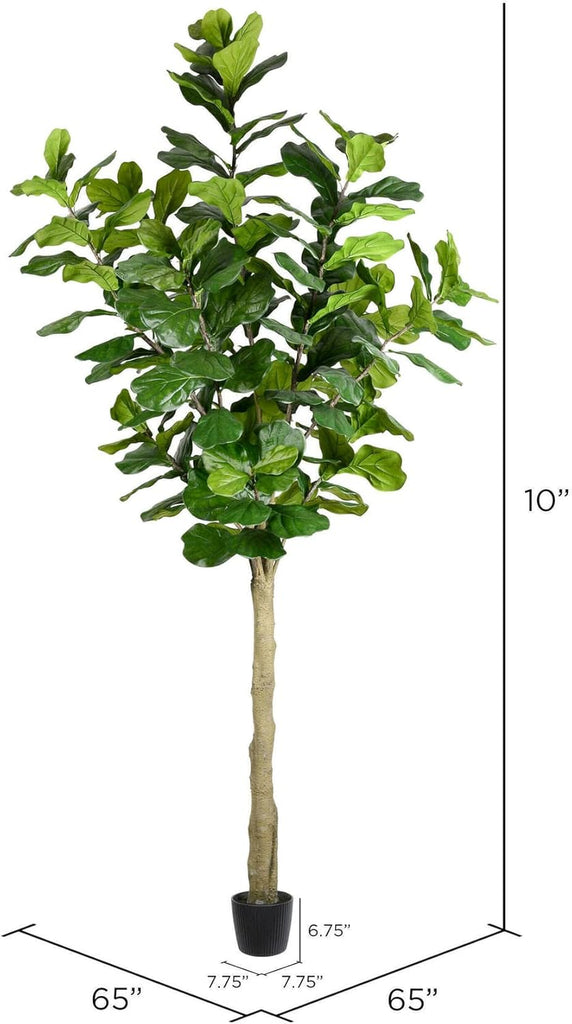 10' Artificial Potted Fiddle Tree, 184 Leaves, Faux Fiddle Leaf Fig for Indoor Decor, Maintenance-Free, Realistic