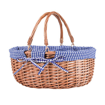 Large Wicker Woven Picnic Basket w/Handle for Camping & Harvest