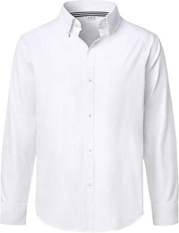Boy's Long Sleeve Oxford Dress Shirts Solid Casual Button Down Collar Shirt Kids Formal Uniform Tops