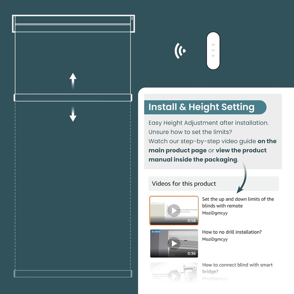 Motorized Blinds No Drill Automatic Blinds for Windows Cordless Roller Shades Electric Blinds with Remote Control