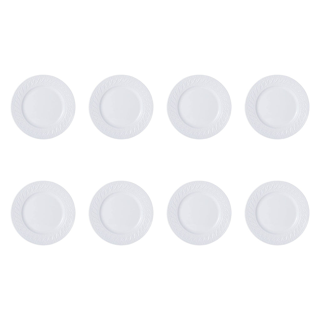 Sylvia Dinnerware Set 32-Piece Service for 8 - White Porcelain Dinner Plates, Salad Plates, Soup Bowls and Mugs
