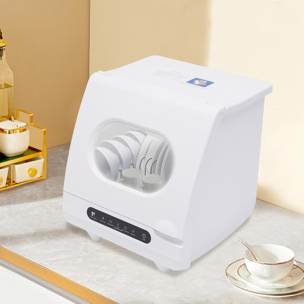 1200W Compact Countertop Dishwasher, 6 Place Settings Portable Dishwasher for Apartment RV