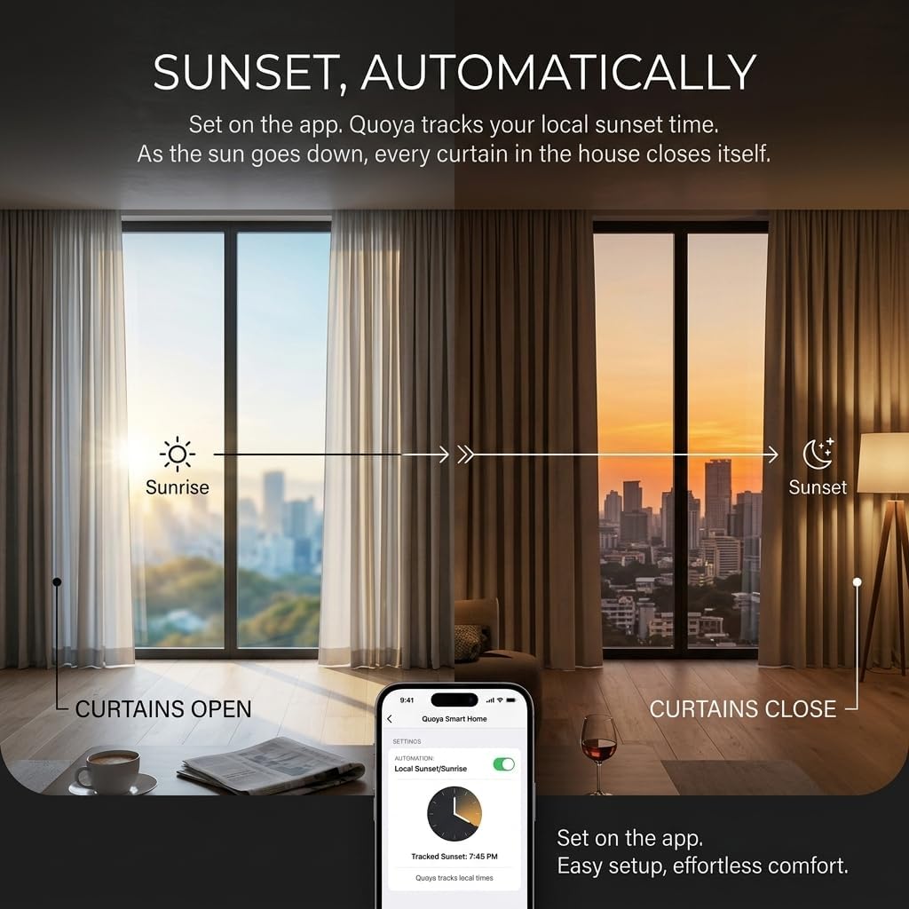 Motorized Smart Electric Curtain Track with Remote - Hidden Brackets, Automatic Curtain Opener, Compatible with Alexa