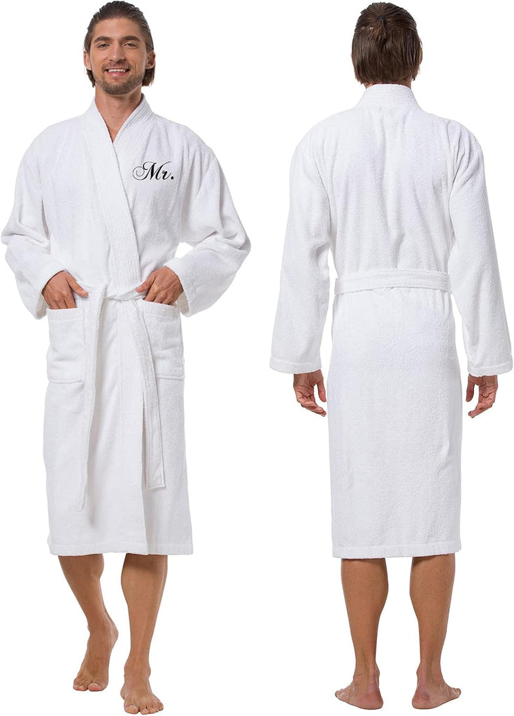 2Pcs His and Hers Terry Cloth Robes for Couples, Mr and Mrs Hooded Matching Robe Set, Wedding Engagement Gifts