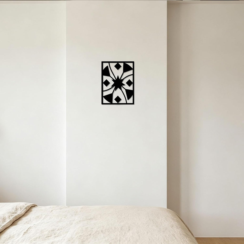 Minimalist Wall Art - Black Abstract Metal Wall Decor 3D Textured Metal Wall Sculptures Bedroom Bathroom Study Room - Set of 30