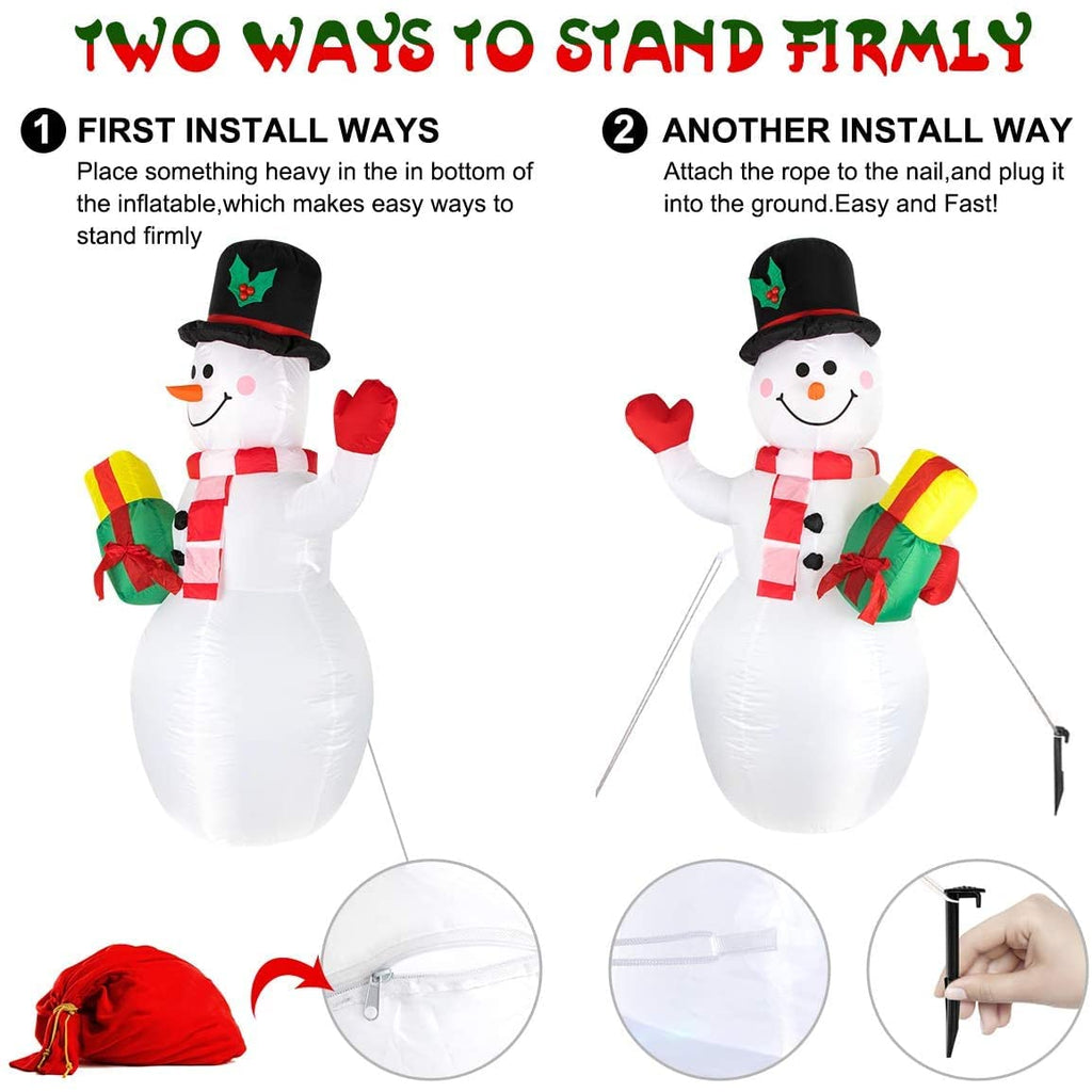 5 Ft Inflatable Snowman Christmas Outdoor Decoration Blow Up Snowman with Upgrade Rotating LED Lights for