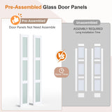 Preassembled Bi-Fold Doors, for 28"x 80" Opening,Tempered Frosted Glass Closet Folding Barn Door wit