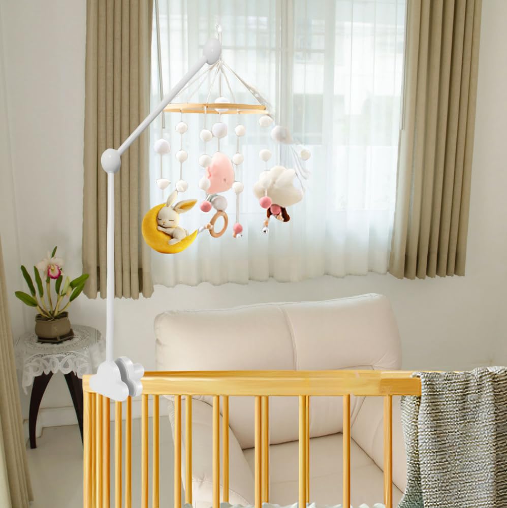 Baby Crib Mobile Arm,27.2 Inches Wooden Baby Mobile Hanger for Crib