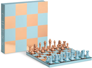 Classic Art of Chess Mirror, Light Blue/Copper - Acrylic Board