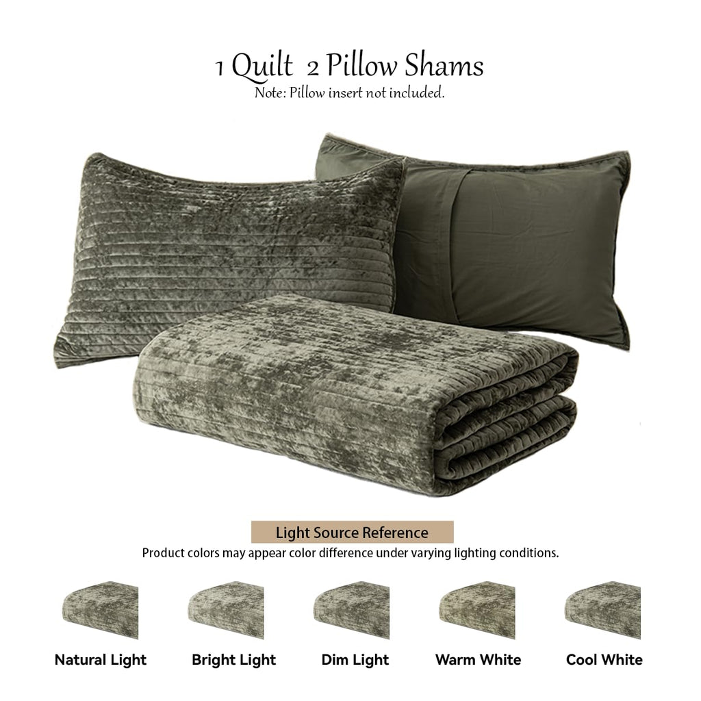 120x128 Velvet Quilt Set 3-Piece
