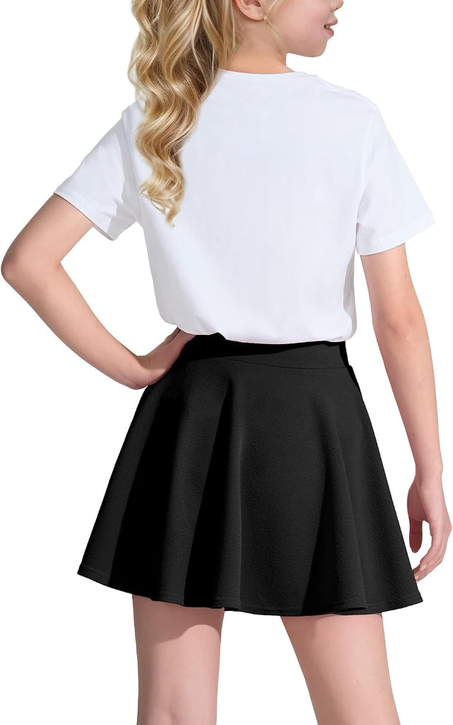 Girls Casual Mini High Waist Flared Pleated Skater Uniform Skirts