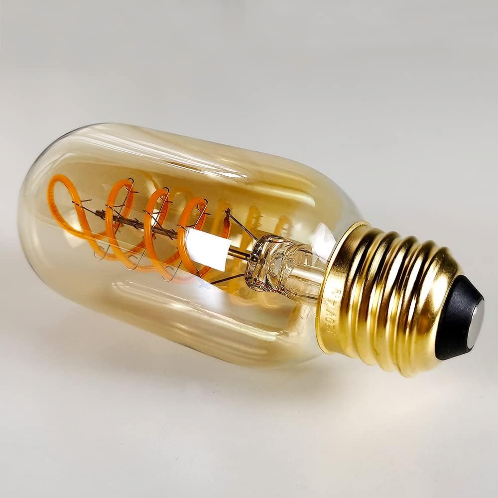 Edison Bulb Led Bulb Vintage 4W Dimmable 110-130V 2000Kelvin Super Yellow Warm Decorative Light Bulb (T45 Spiral