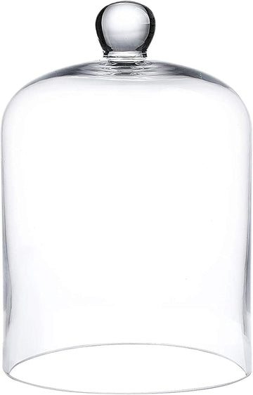4.72"X8.46"H Inches Thickened Glass Display Dome Cloche for Candle Cover, Candle Dome with Top Handle, Clear Glass