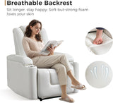 ANJ White Power Recliner Chair Electric Home Theater Seating Soft Leather Movie Chair for Living Room Overstuffed