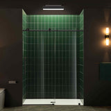 56-60" W x 80" H Frameless Single Sliding Shower Door with Tempered Glass & Explosion Proof Film in Matte Black Finish