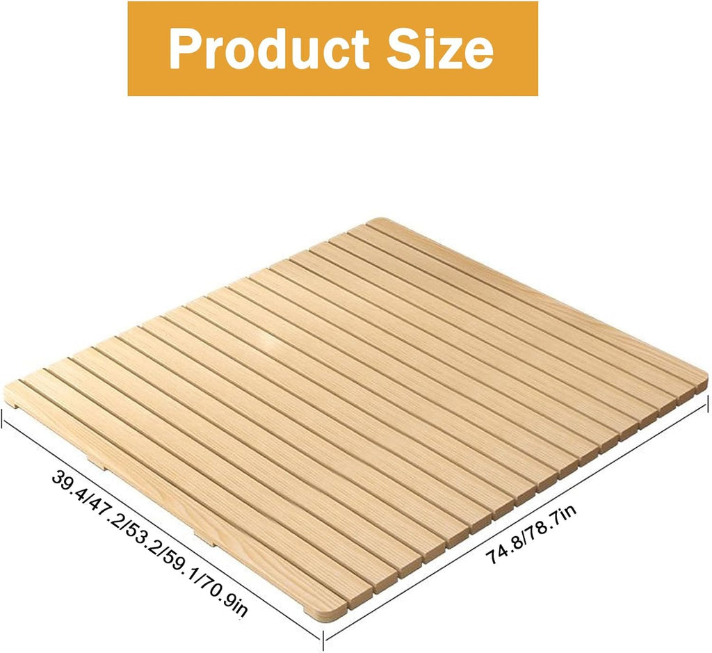 Folding Solid Wood Bed Frame, Foldable Japanese Floor Tatami Bed Frame, Wooden Roll-Type Slatted Floor Beds, Guest