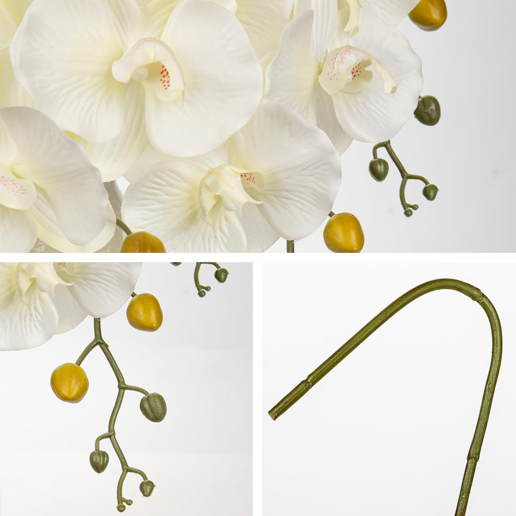 6PCS 32" Artificial Orchid Stems White Butterfly Orchid Faux Phalaenopsis Flowers Wedding Centerpieces Office Table
