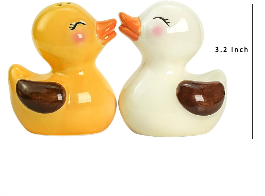 Ceramic Duck Shape Salt & Pepper Shakers Set, Hand-Painted Cute Duck Salt and Pepper Shakers, Set - Set of 2