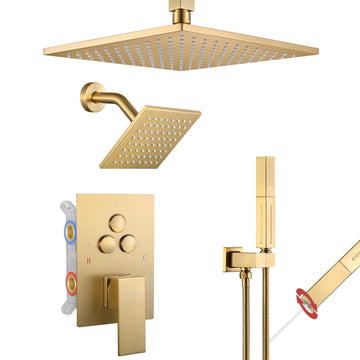 Shower System, Brushed Gold Shower Faucet Set, Shower Head Handle