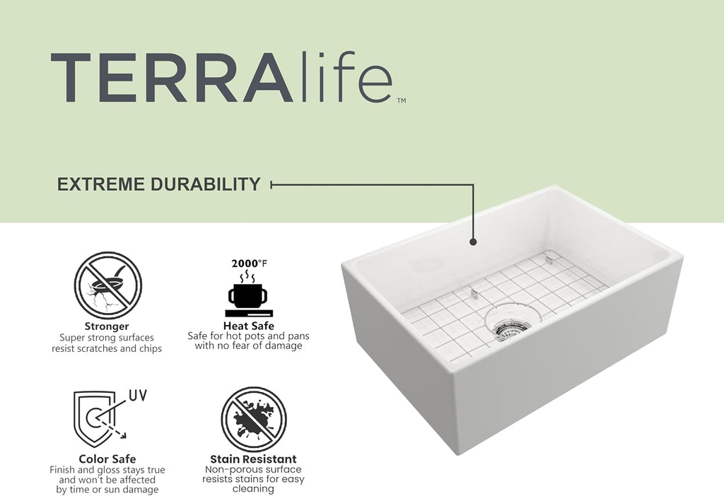 Catalina Farmhouse Apron Front Fireclay 27 in. Single Bowl Kitchen Sink in White