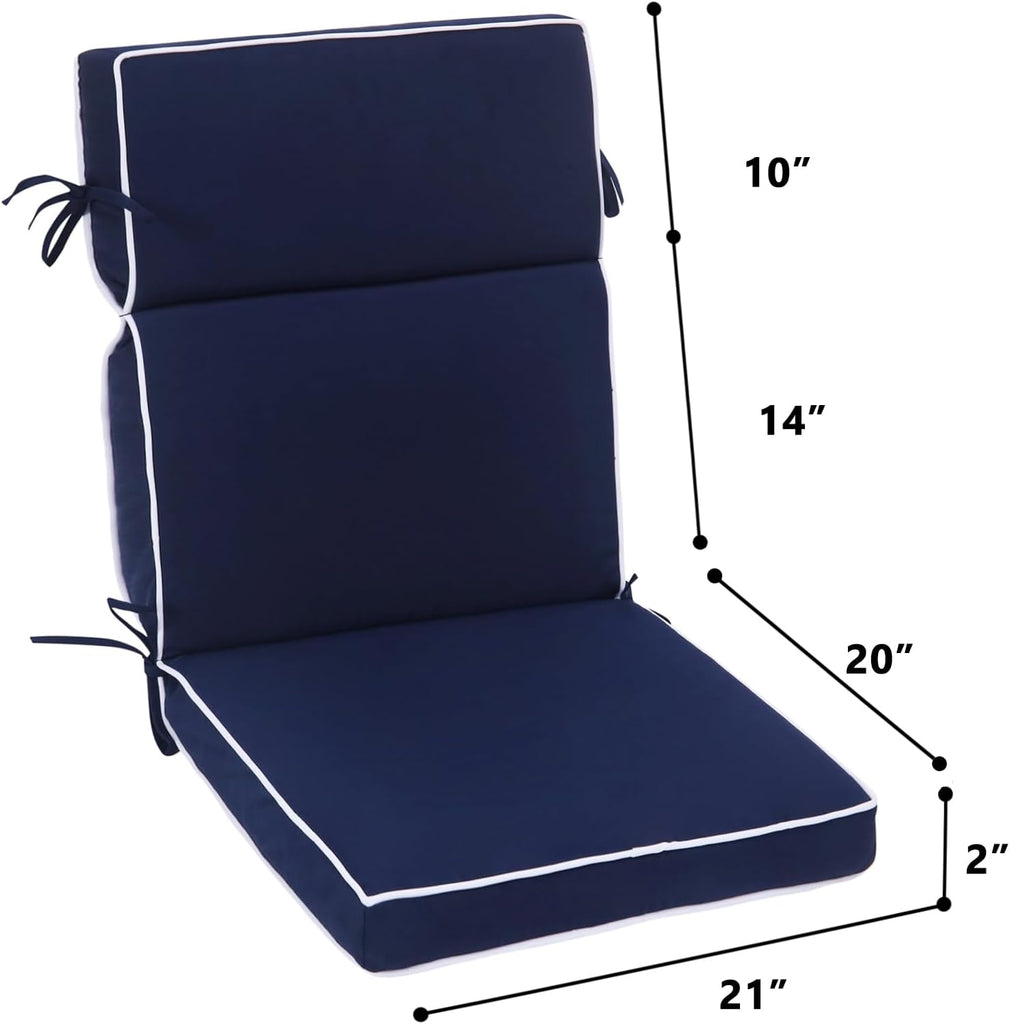 Outdoor Patio Chair Cushions Set of 2, Water Resistant Adirondack Chair Cushions 44 x 21 in, All Weather Seating