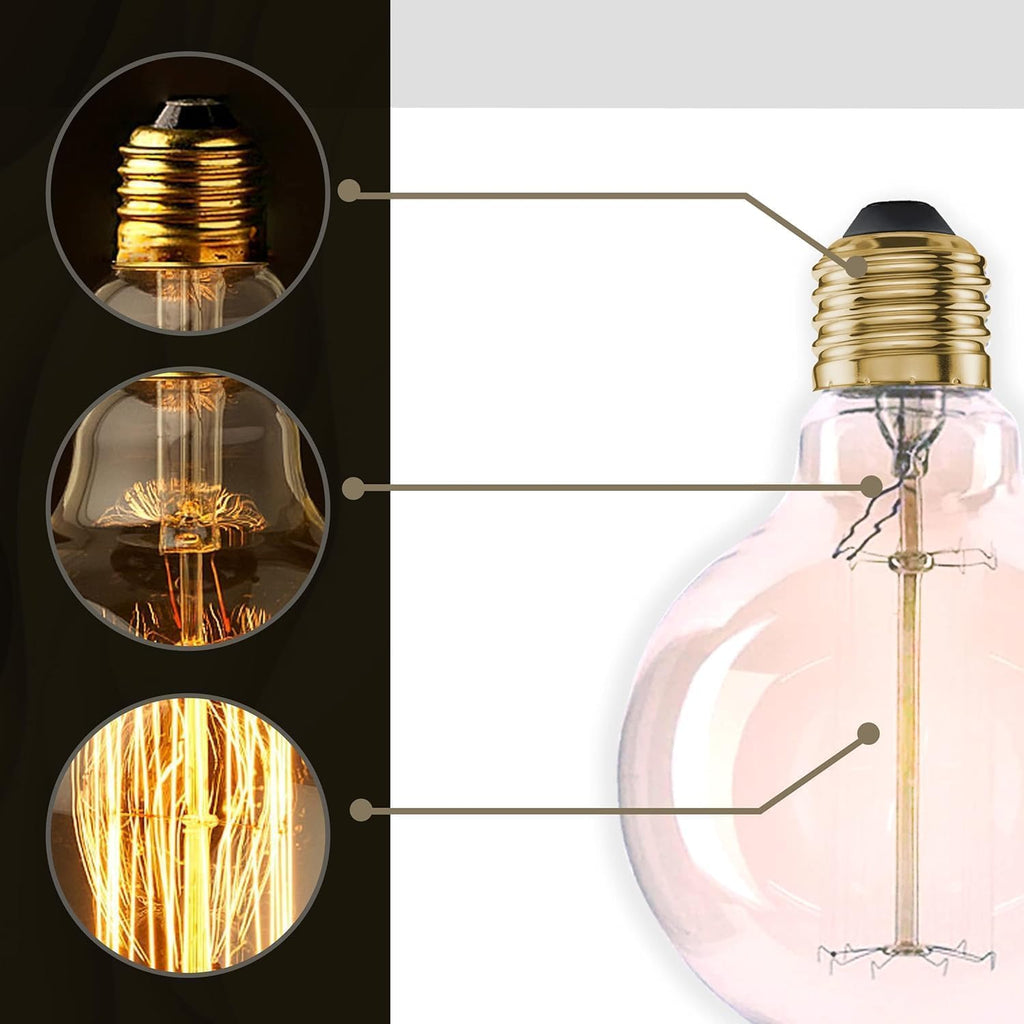 E26 G95 LED Globe Bulb 4W 40W Equivalent 2700K Amber Glass Filament Lamp