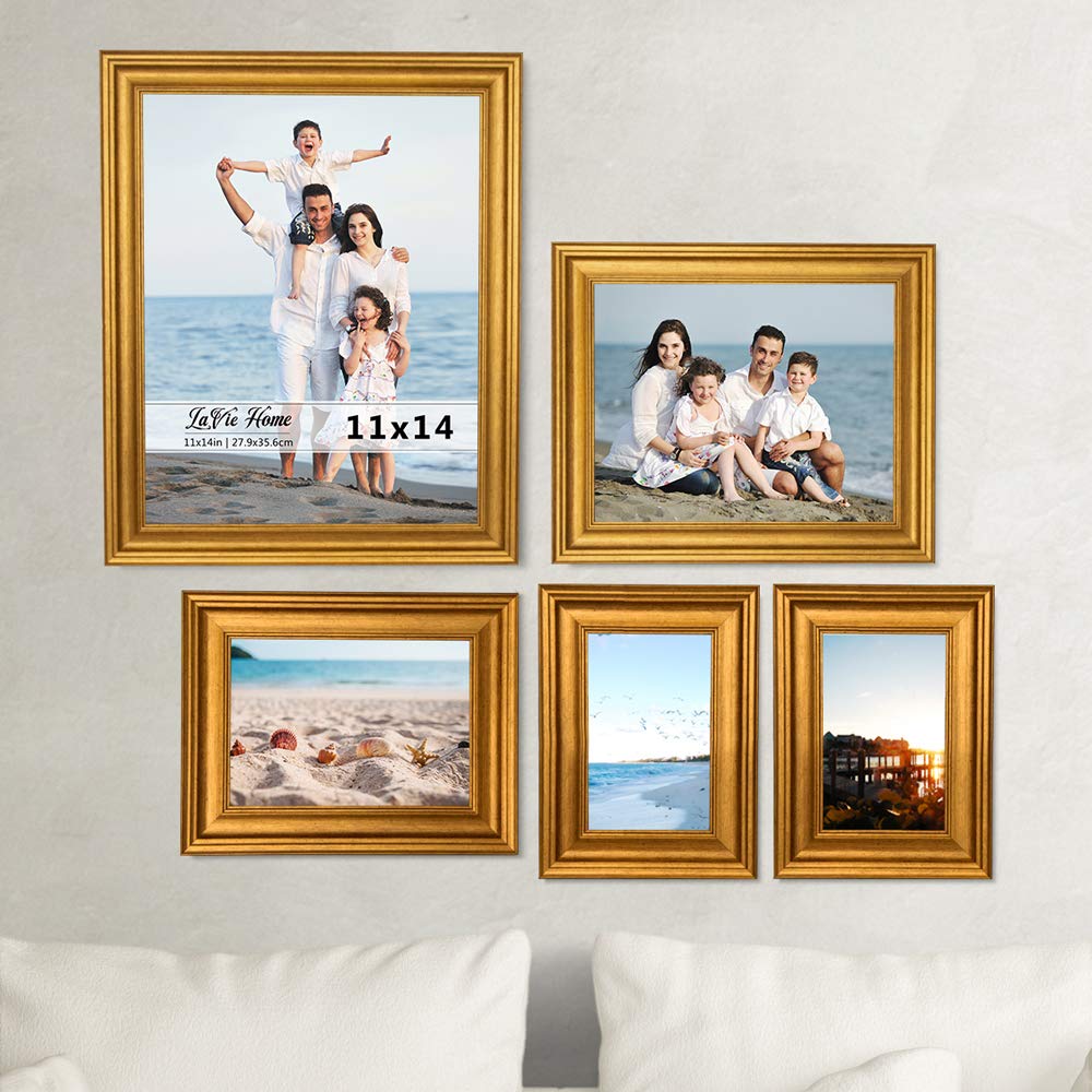 11x14 Picture Frames (1 Pack, Gold) Photo Frame with Plexiglass for Wall Mount Display