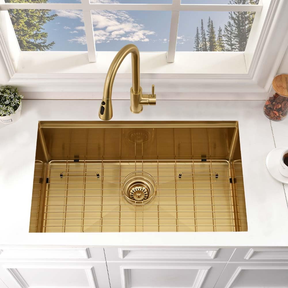 25x19 Gold Undermount Kitchen Sink Workstation 16 Gauge Stainless