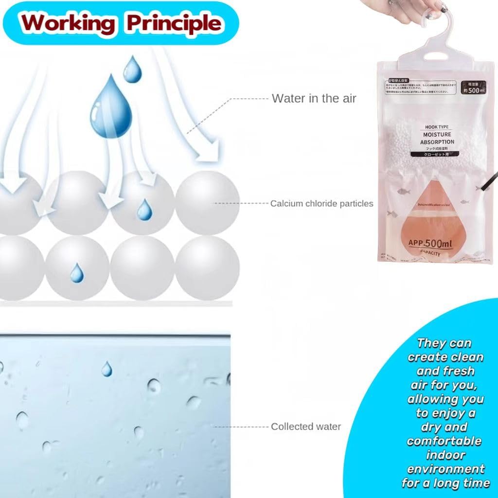 Moisture Absorbers Packets, Dehumidifier Bags, Hanging Moisture Absorber Bag, Humidity Packs,Closet Dehumidifier