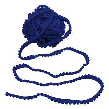 Pom Pom Trim, 1/2" Wide Navy Blue Ribbon, 6mm Balls - 10 Yards