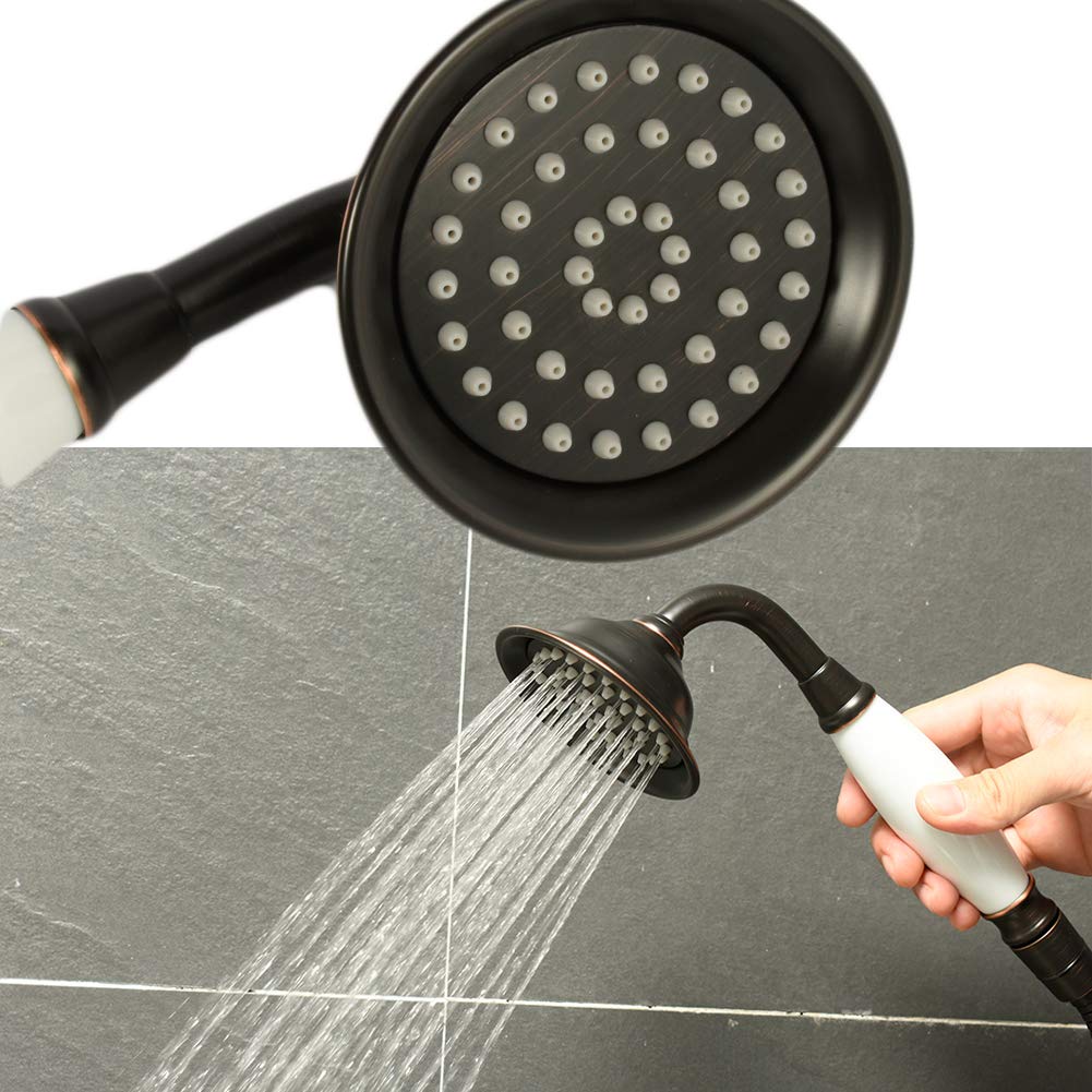 Vintage Hand-held Shower Rain Sprayer Telephone Shaped Ceramic Shower Head with 59 Inch Hose (Oil Rubbed Bronze)