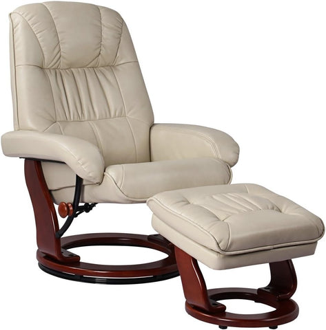 Modern Reclining Swivel Lounge Chair and Ottoman — Faux Leather