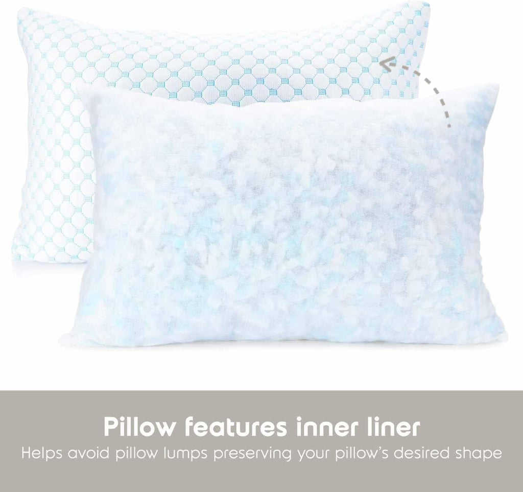 King Size Cooling Pillow for Sleeping 1 Pack, Luxury Shredded Memory Foam King Pillow, Adjustable Cold Gel Pillows