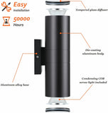Outdoor Wall Lights 2 Packs, Integrated LED Cylinder Up Down 12W 2700K Modern Aluminum Light