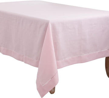 Rochester Collection Hemstitched Border Tablecloth, 70"x104", Pink