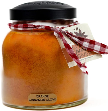 Orange Cinnamon Clove - 34oz Papa Scented Candle Jar with Lid - Keepers of the Light - 155 Hours of Burn Time, Gift - Set of 34