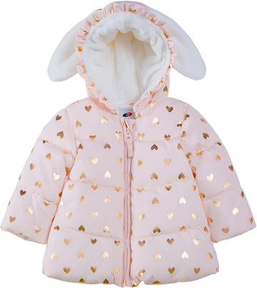 Baby Girls' Water-Resistant Soft Mini Fur Lined Puffer Jacket Winter Coat for Infant Toddler