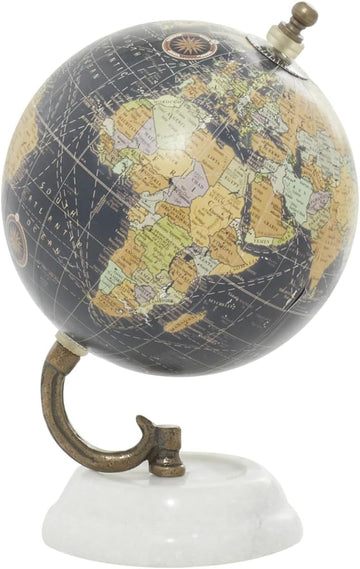 Modern Plastic Globe with Marble Base, 5" x 5" x 8", Black