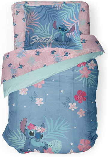 Lilo & Stitch Paradise Dream Full Comforter & Sham Set - Super Soft Kids Reversible Bedding - Fade Resistant