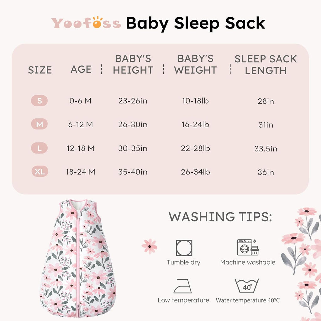 Baby Sleep Sack 12-18 Months Organic Cotton TOG 2.5 Way Zipper