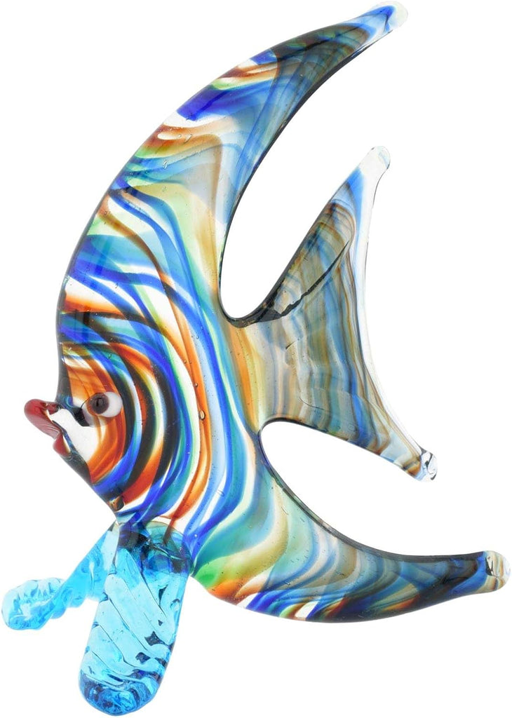 Angelfish Collectible Figurine Statue 4" in Italy Statue Blown Glass Transparent Multicolor Tropical Fish Sea Animal