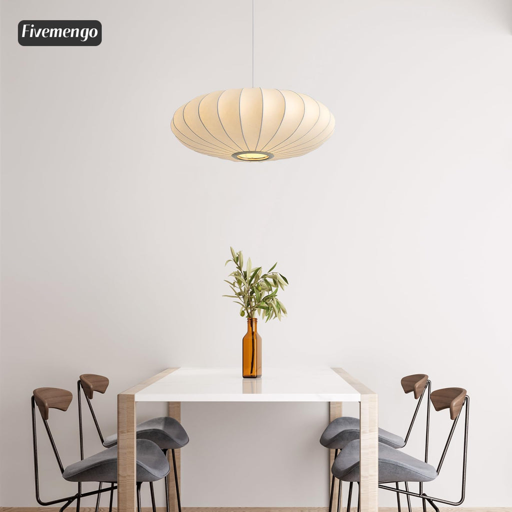 Inspired Nelson Style 23.6in Lantern Pendant Light Bubble Saucer, White Imitation Silk