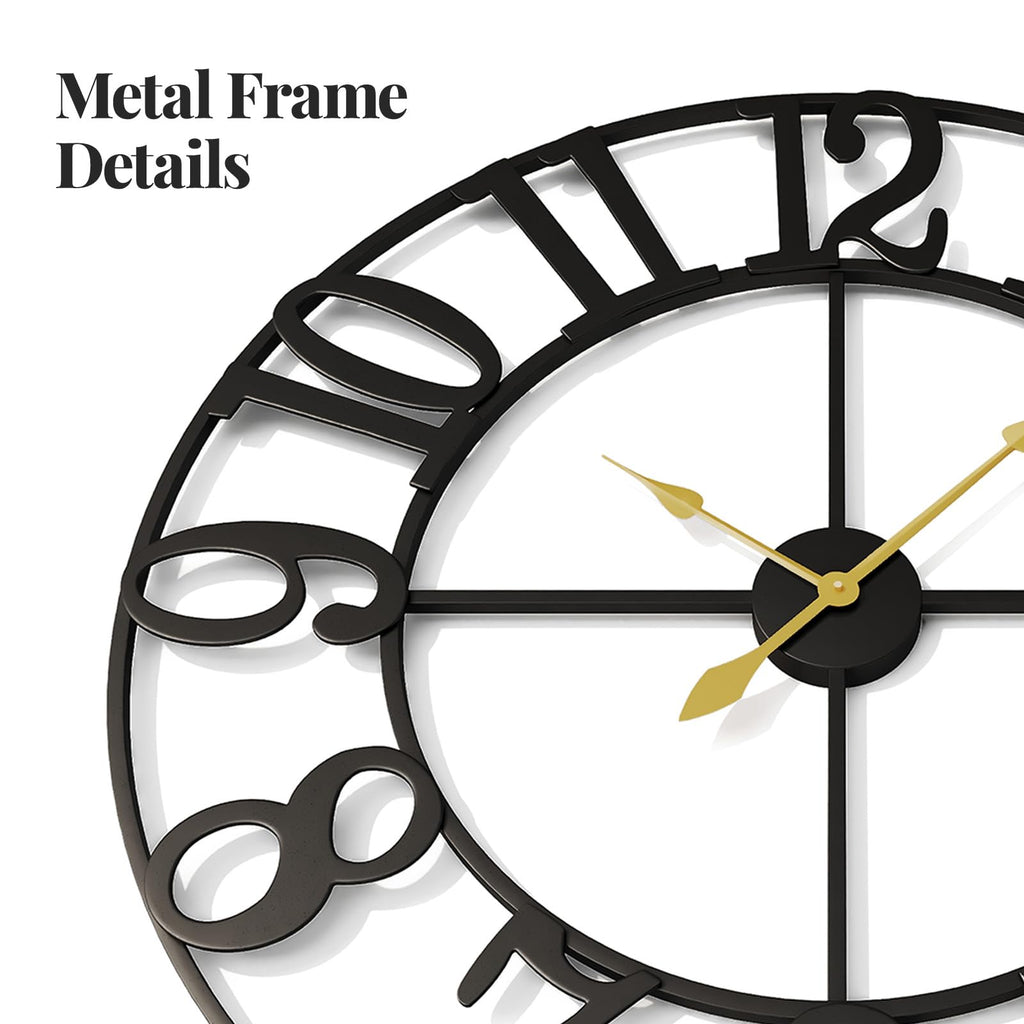 Extra Large Wall Clock 40 Inch Black Metal Clock