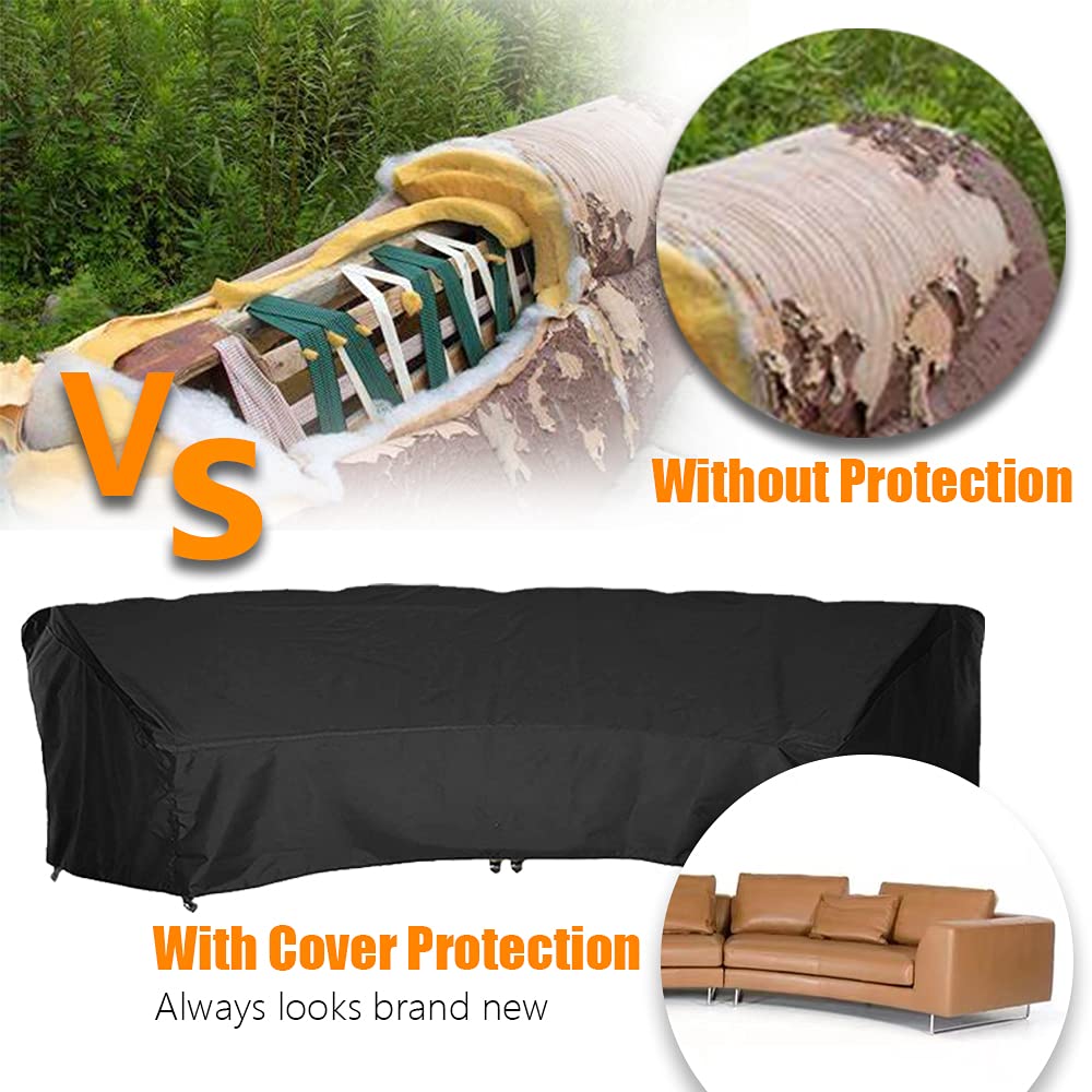 Curved Sofa Cover Outdoor Patio Furniture Cover Couch Sectional Protector Waterproof Half Moon Sofa Set Cover with
