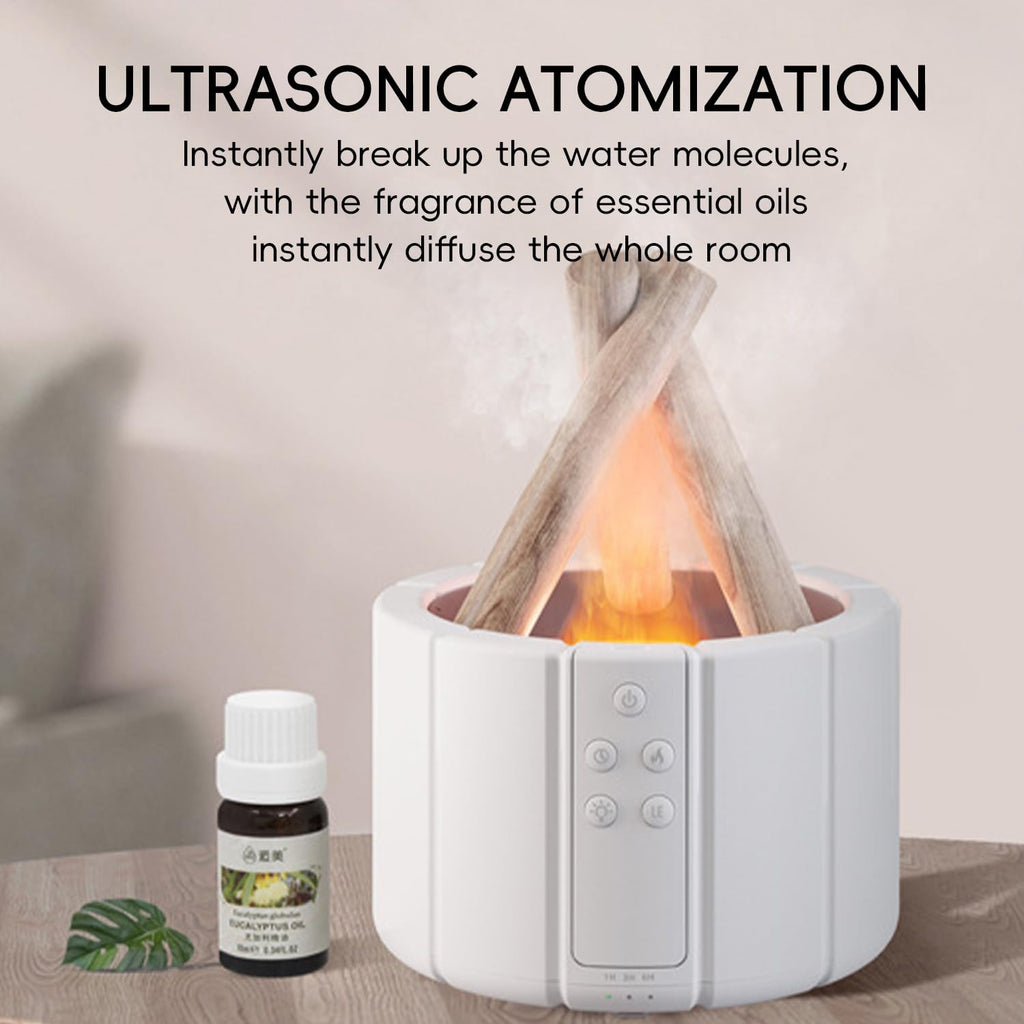 Campfire Flame Fire Diffuser, Bonfire Aromatherapy Essential Oil Diffuser, 250ml Wood Cool Mist Humidifier, Remote