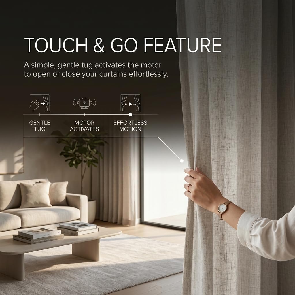 Smart Electric Curtain Track, Motorized motor, Adjustable track length, compatible with Alexa, google, Siri, Apple Watch